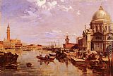 Canal Canvas Paintings - A View of the San Giorgio Church and the Grand Canal